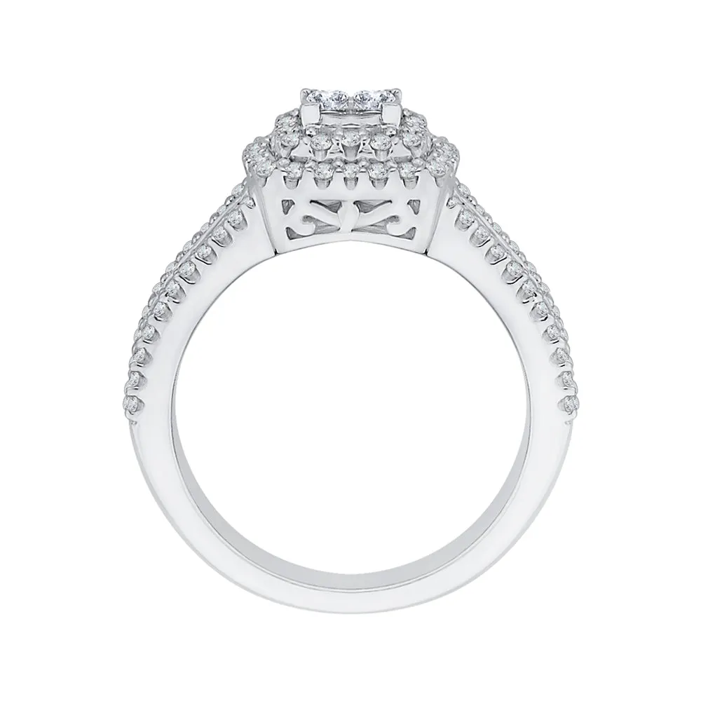 KATARINA Round and Princess Cut Diamond Engagement Ring (7/8 cttw)