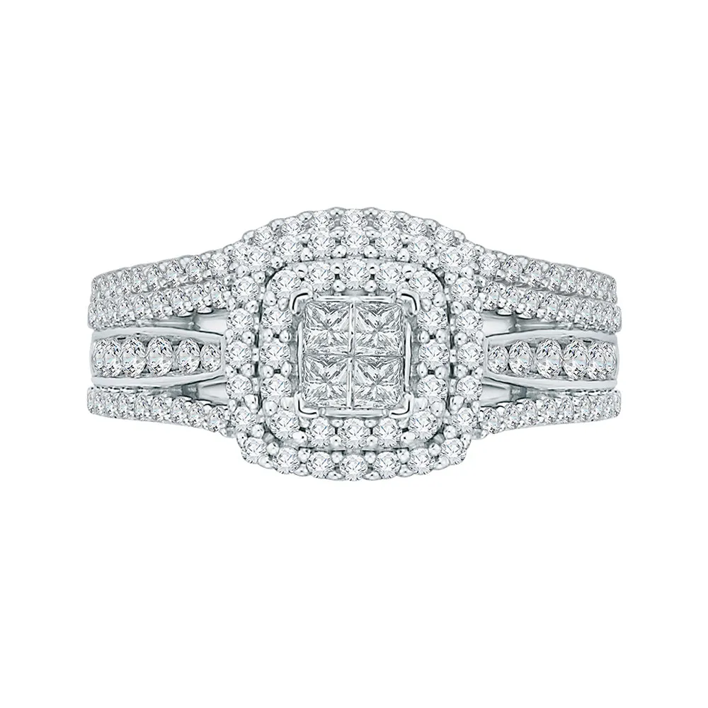 KATARINA Round and Princess Cut Diamond Engagement Ring (7/8 cttw)