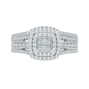 KATARINA Round and Princess Cut Diamond Engagement Ring (7/8 cttw)