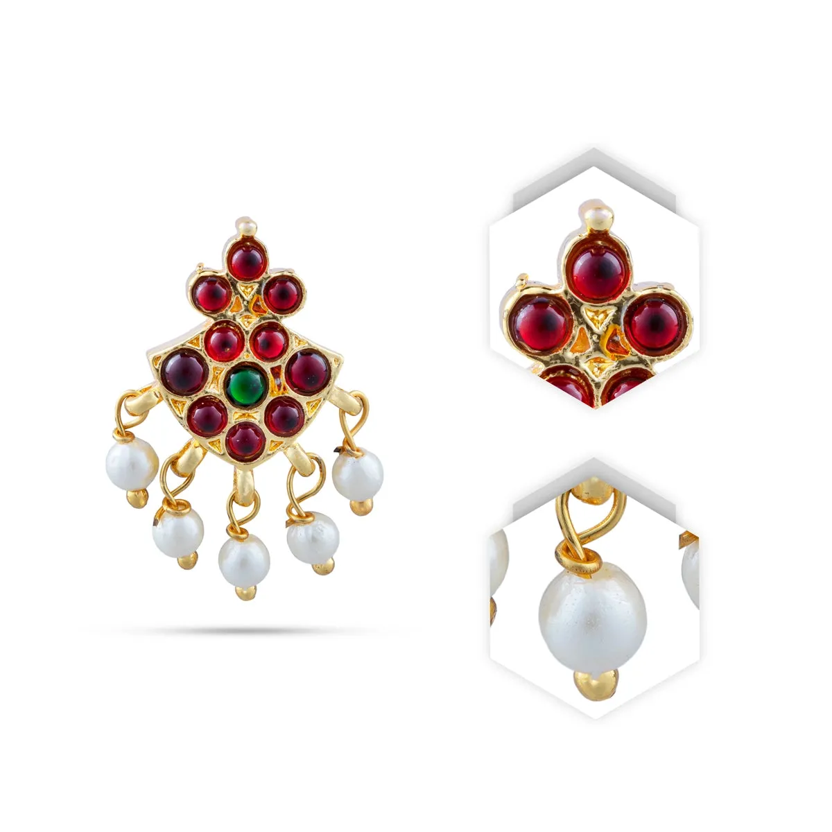 Kemp Earing - 1 x 0.75 Inches | Stone Earring/ Beads With Stone Stud for Dance/ 10 Gms Approx