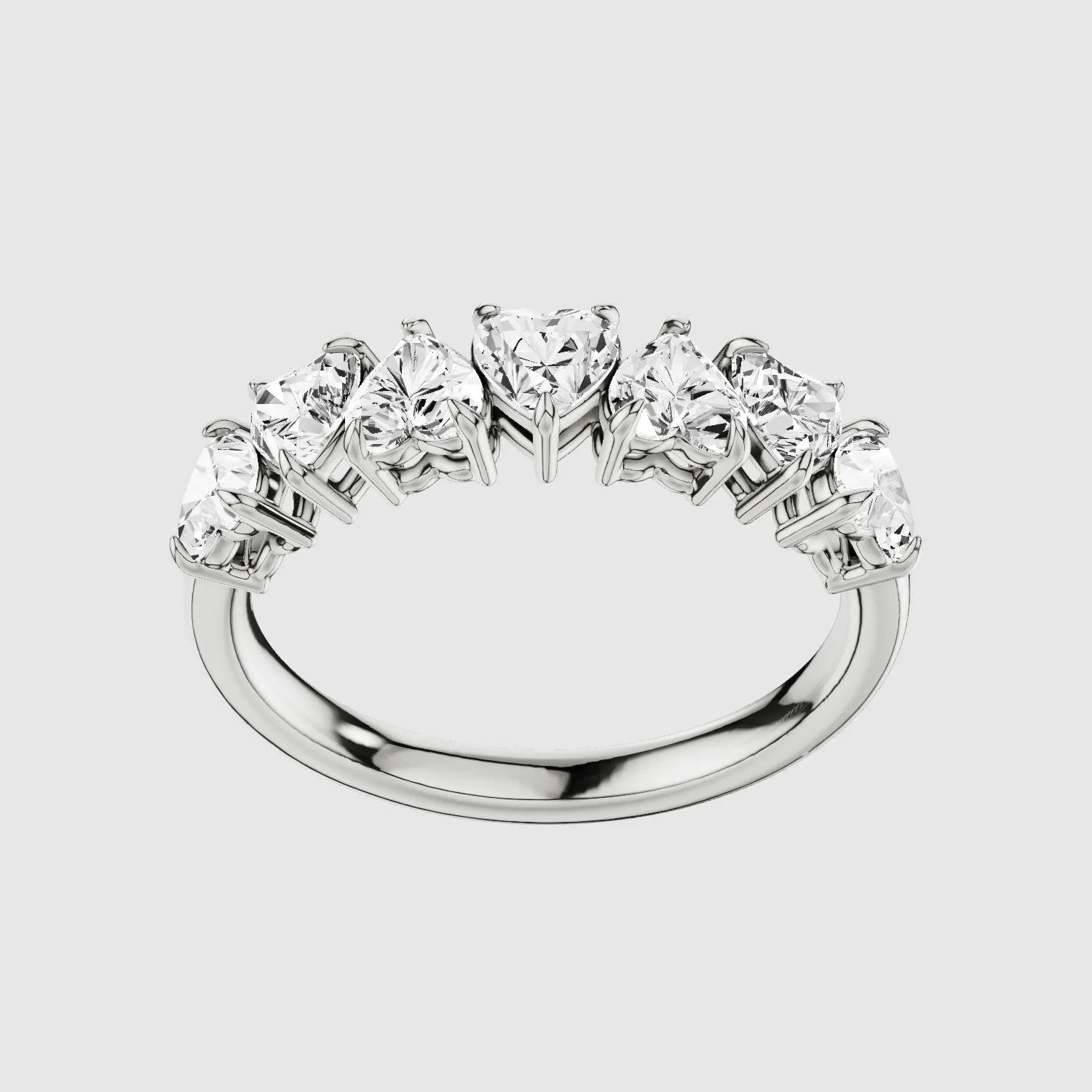 Lab Grown Heart Diamond Half Eternity Band-Heart