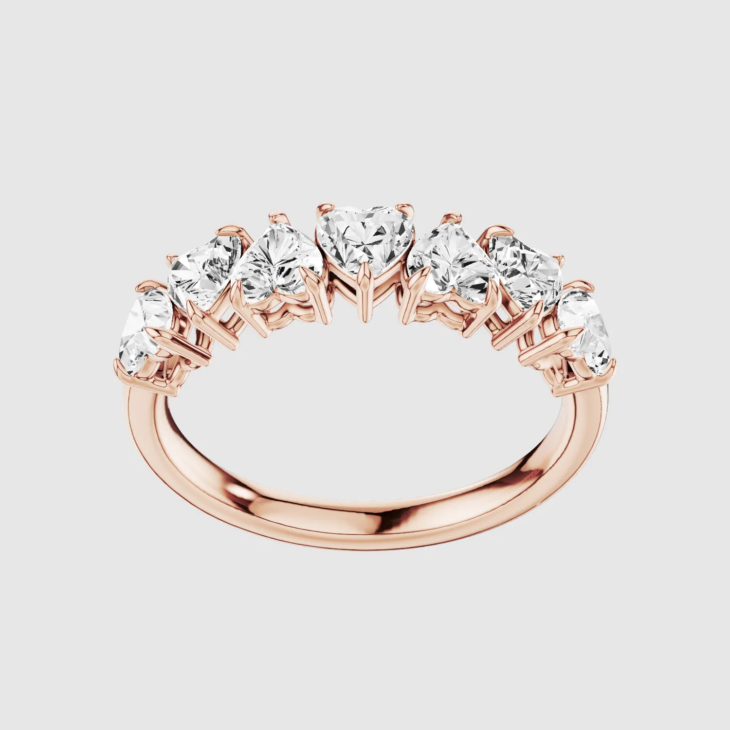 Lab Grown Heart Diamond Half Eternity Band-Heart
