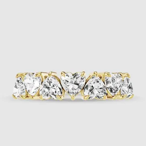 Lab Grown Heart Diamond Half Eternity Band-Heart