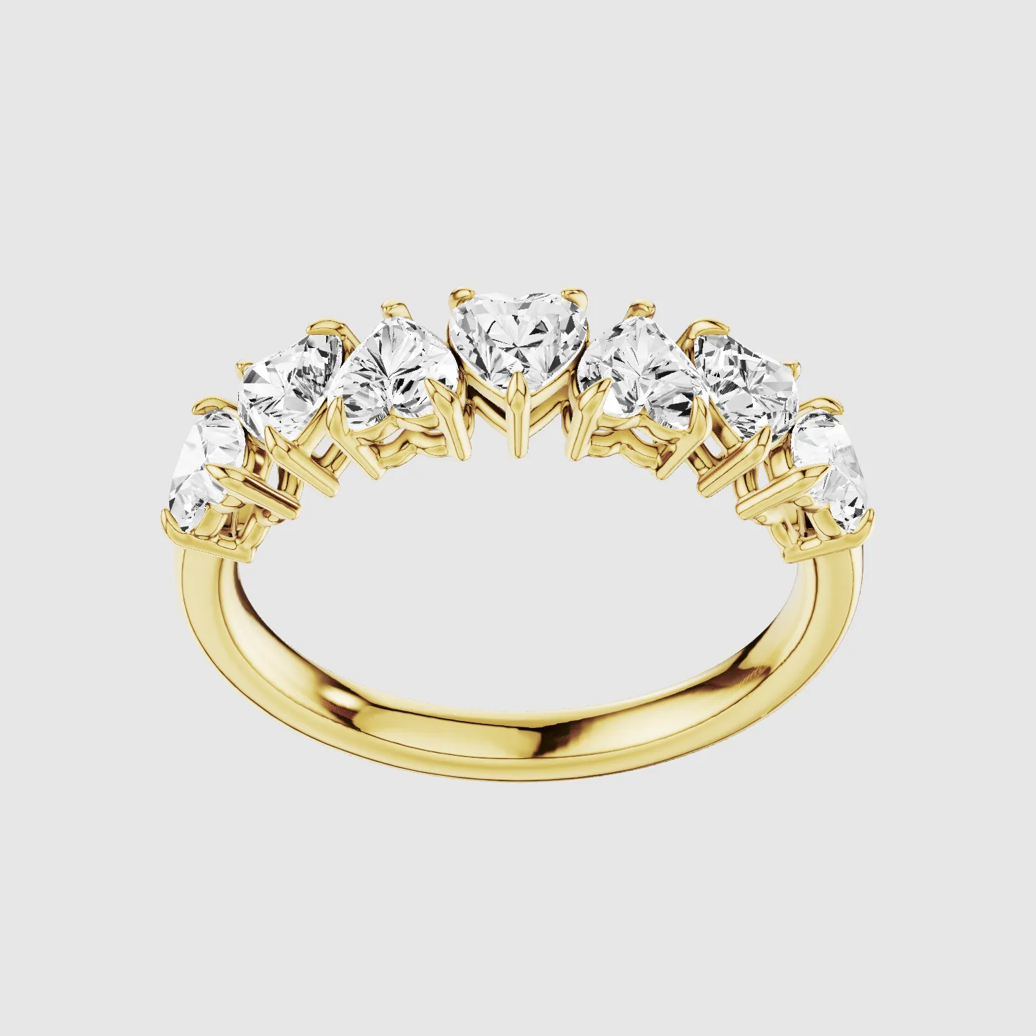 Lab Grown Heart Diamond Half Eternity Band-Heart