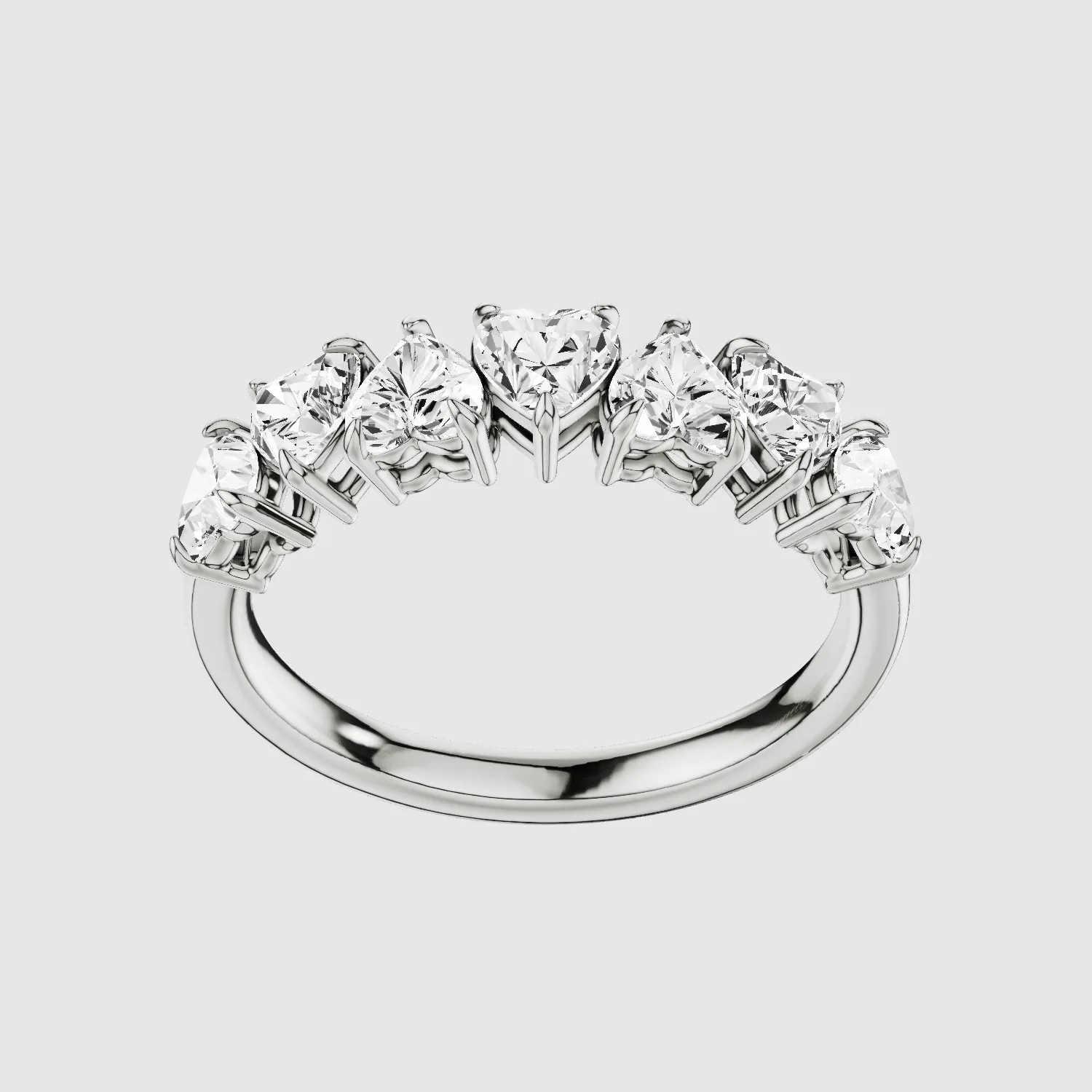 Lab Grown Heart Diamond Half Eternity Band-Heart