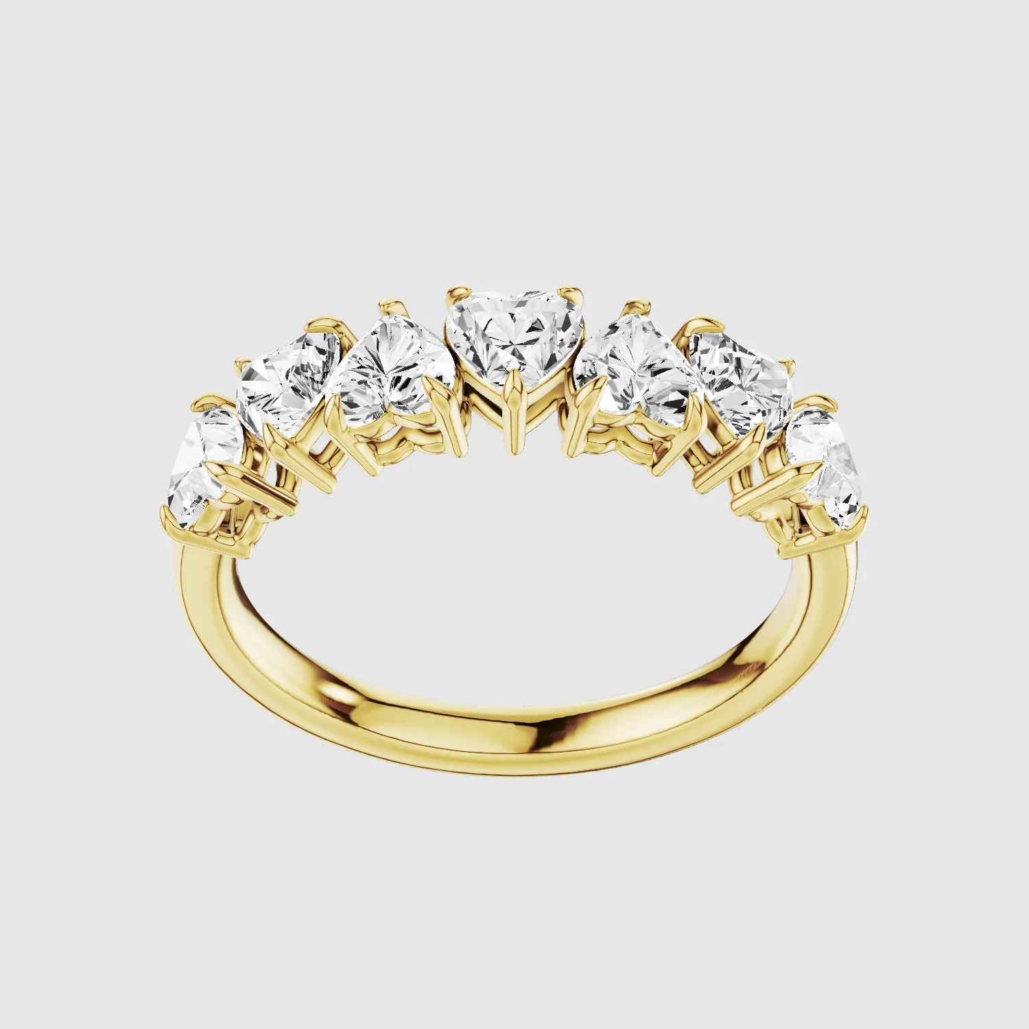 Lab Grown Heart Diamond Half Eternity Band-Heart