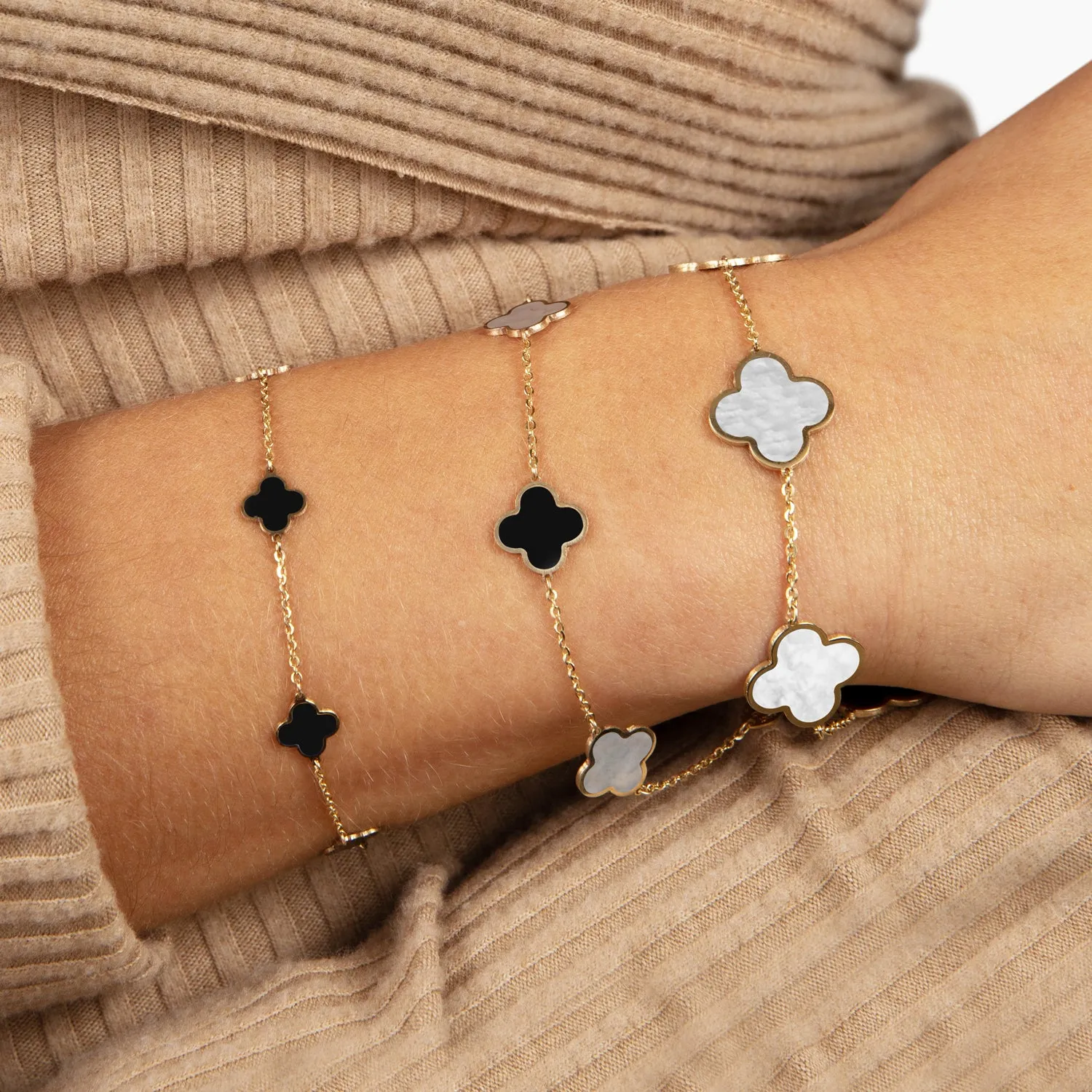 Large Mother of Pearl Clover Bracelet