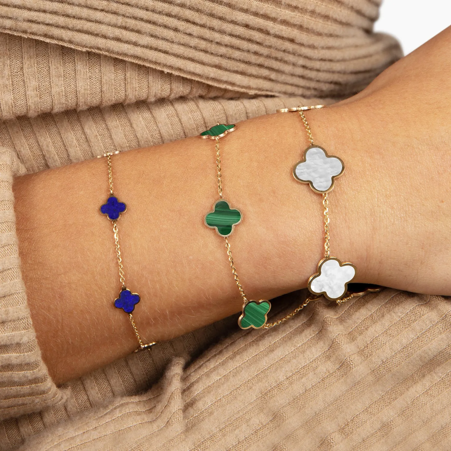 Large Mother of Pearl Clover Bracelet