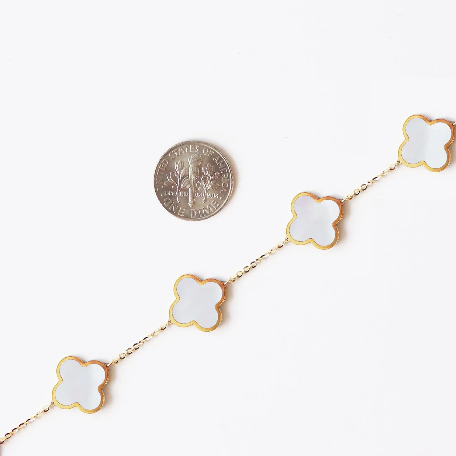 Large Mother of Pearl Clover Bracelet