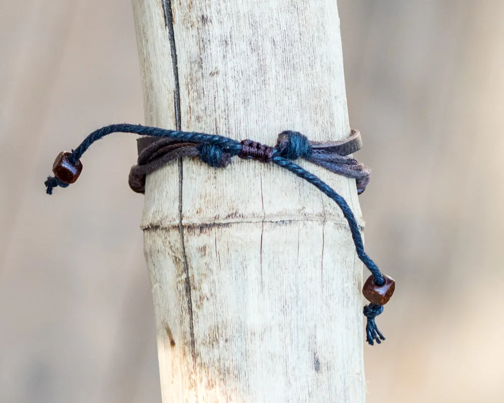 leather bracelet - Ibiza Boho buddha charm