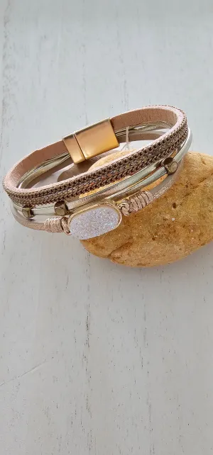 Lizzie - Taupe - Boho Magnetic Bracelet