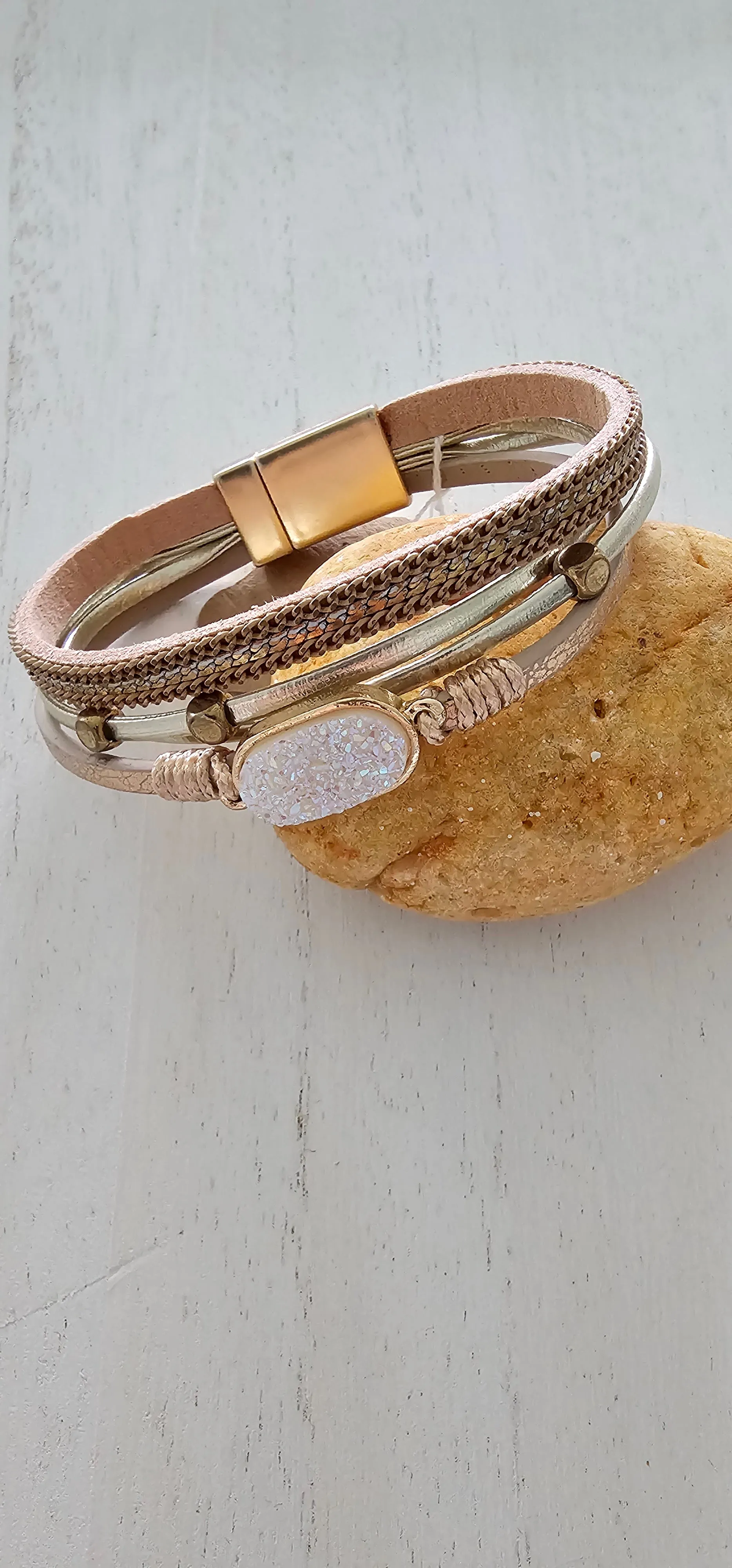 Lizzie - Taupe - Boho Magnetic Bracelet