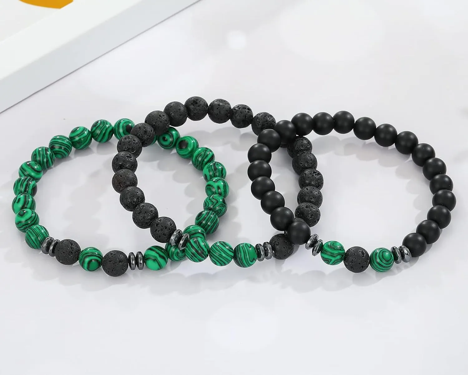 MengPa Mens Beaded Bracelets Couples Matching Bracelet Set Lava Rock Beads for Women Stone Jewelry