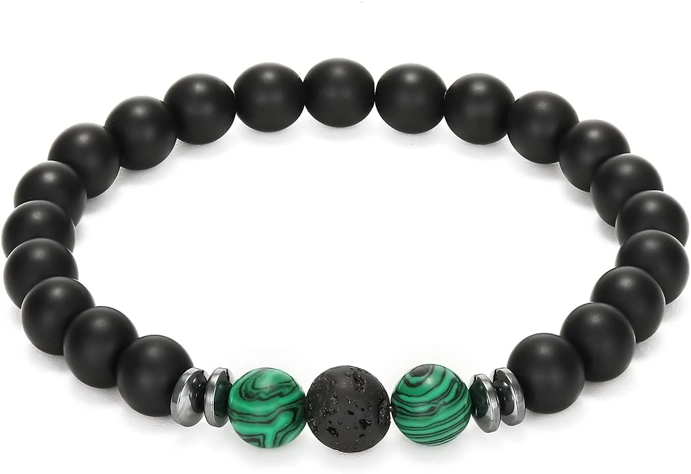 MengPa Mens Beaded Bracelets Couples Matching Bracelet Set Lava Rock Beads for Women Stone Jewelry