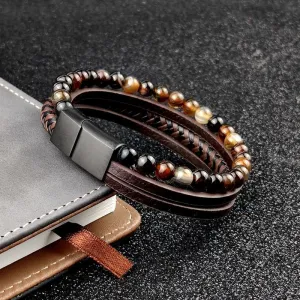 Men's Boho Beaded Leather Bracelet