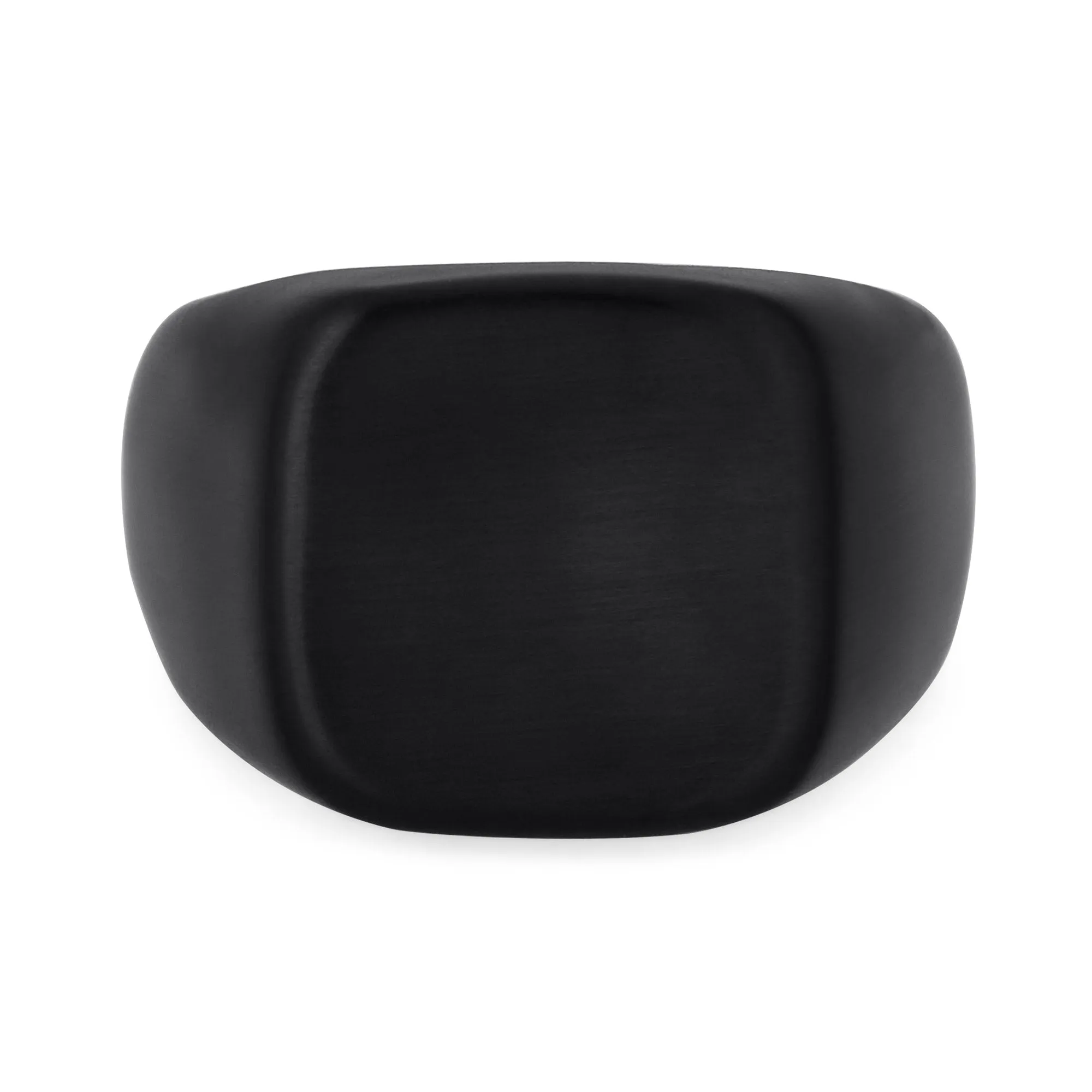 Mens Stainless Steel Monogram Initial Black Signet Ring Polished Matte Finish