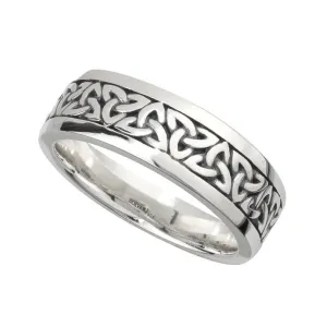 Men's Sterling Silver Oxidized Celtic Trinity Knot Wedding Ring S21012