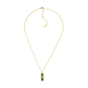 Michael Kors 14ct Yellow Gold Plated Brass Malachite Acetate Dog Tag Pendant with Chain