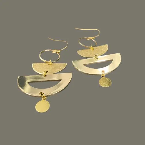 Mixed Shapes Eclectic Geometric Gold Earrings