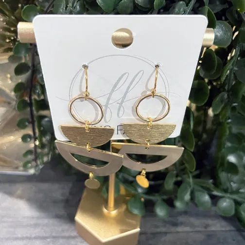 Mixed Shapes Eclectic Geometric Gold Earrings