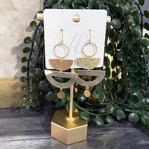 Mixed Shapes Eclectic Geometric Gold Earrings