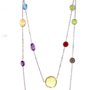 Multi Color Semi Precious Tin Cup Necklace