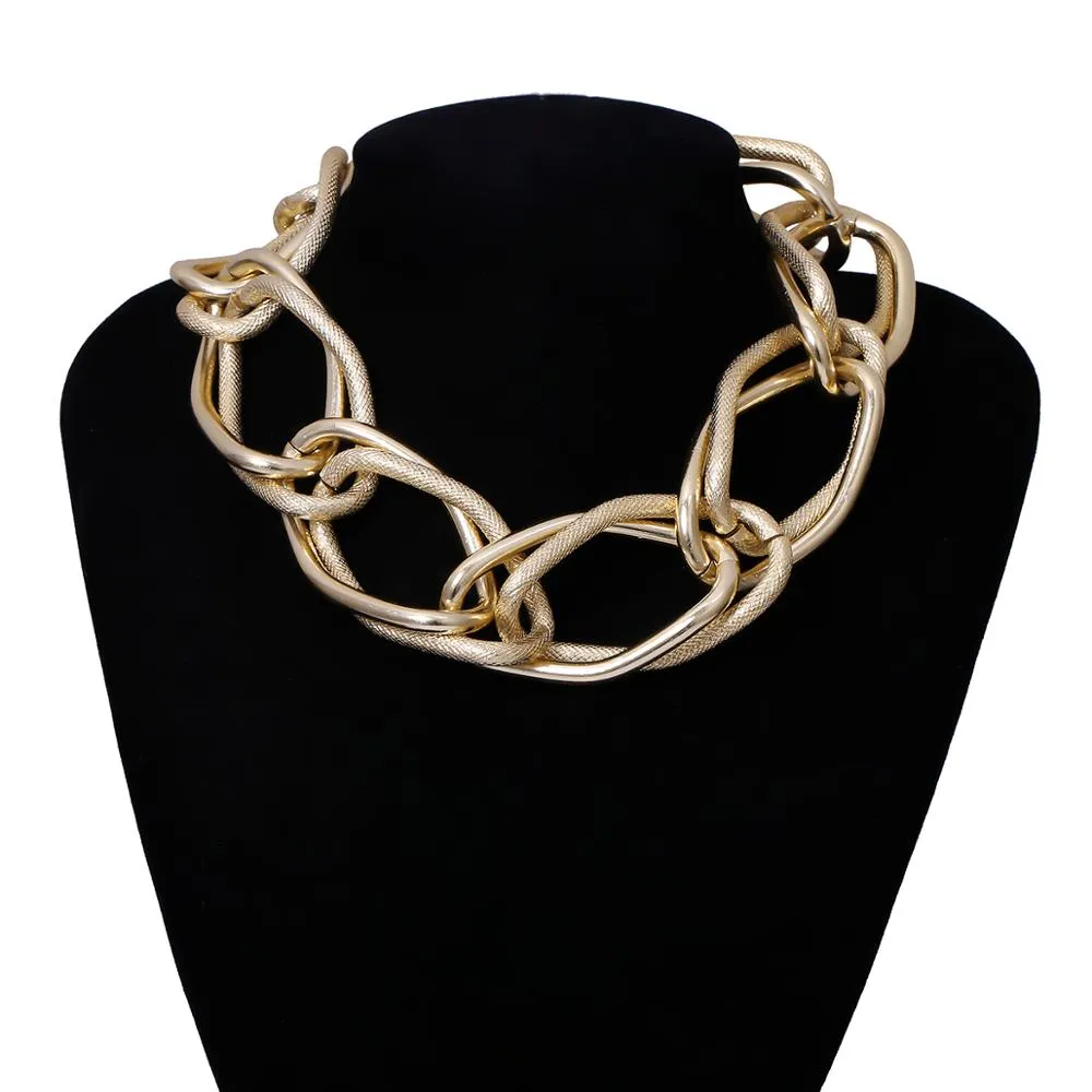 Multi Layered Gold Color Choker Necklace