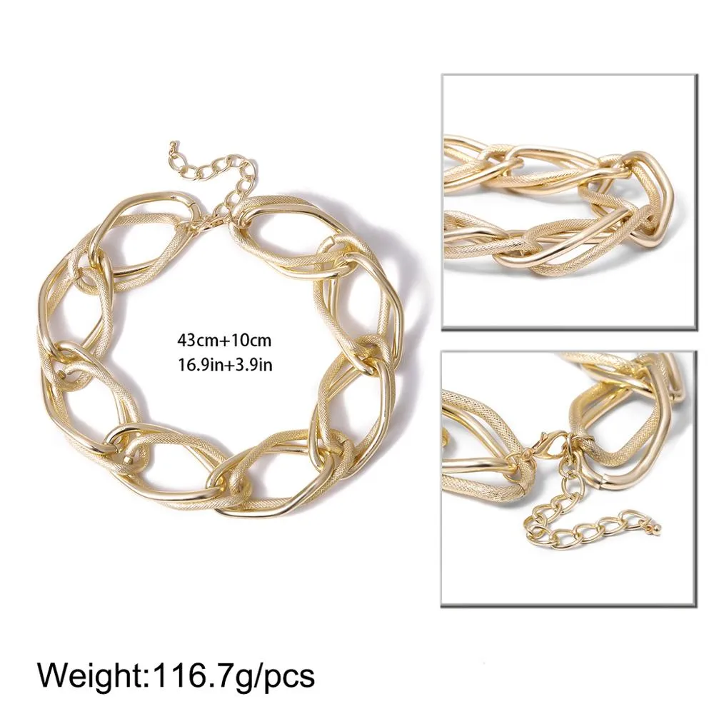 Multi Layered Gold Color Choker Necklace