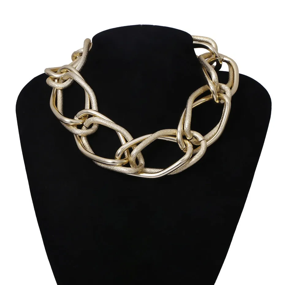Multi Layered Gold Color Choker Necklace