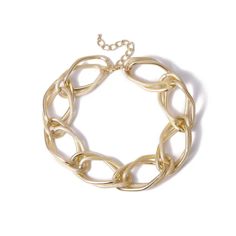 Multi Layered Gold Color Choker Necklace