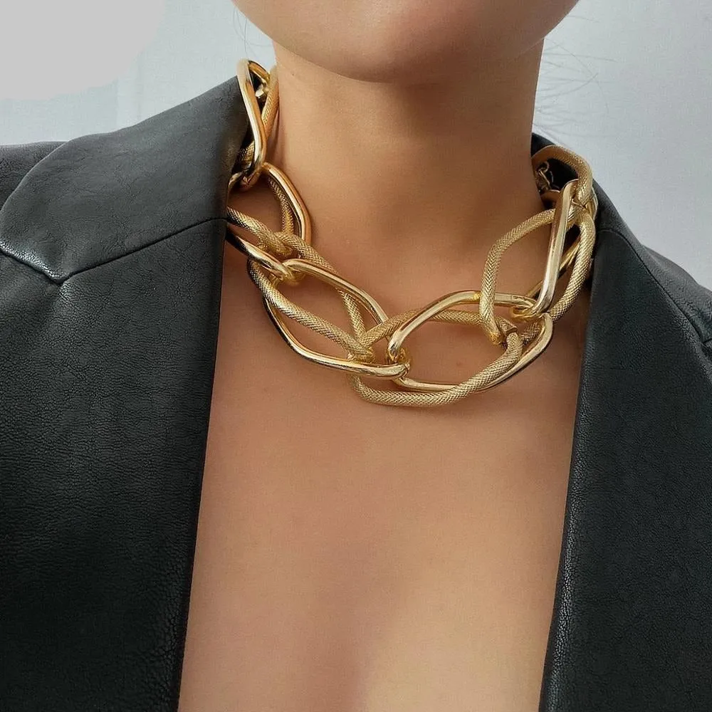 Multi Layered Gold Color Choker Necklace