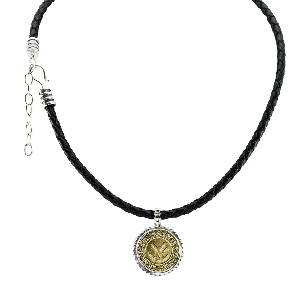 NYC Authentic Token Urban Sterling Silver & Leather Necklace
