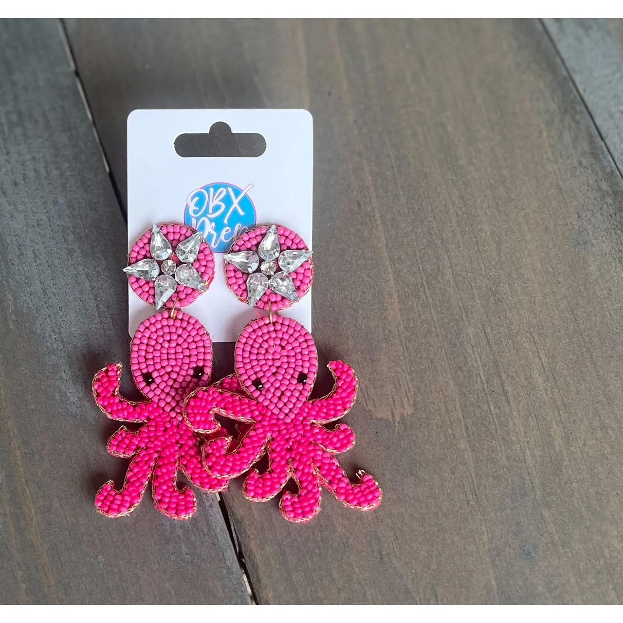 Octopus Beach Seed Beaded Drop Earrings S