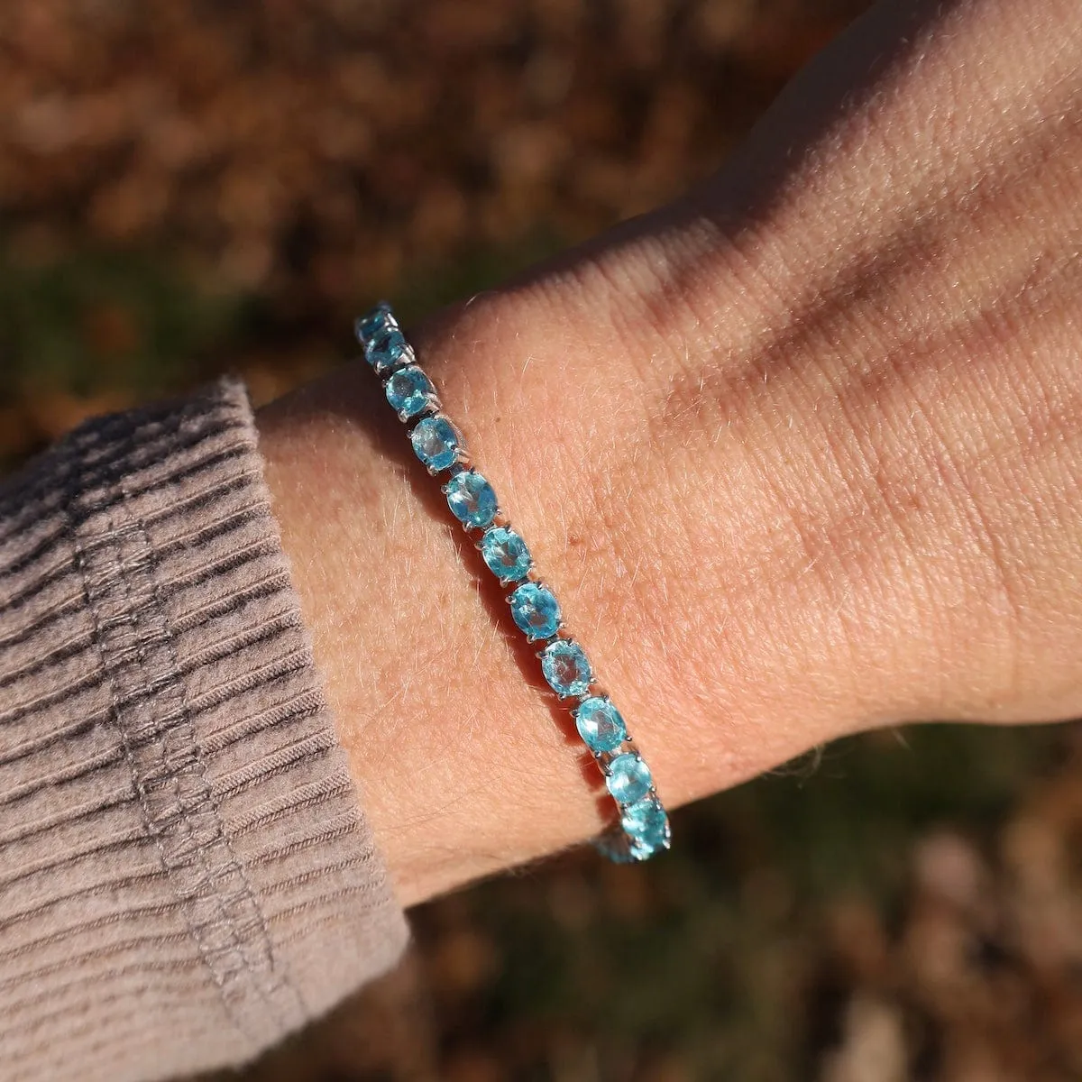 Oval Blue Apatite Tennis Bracelet