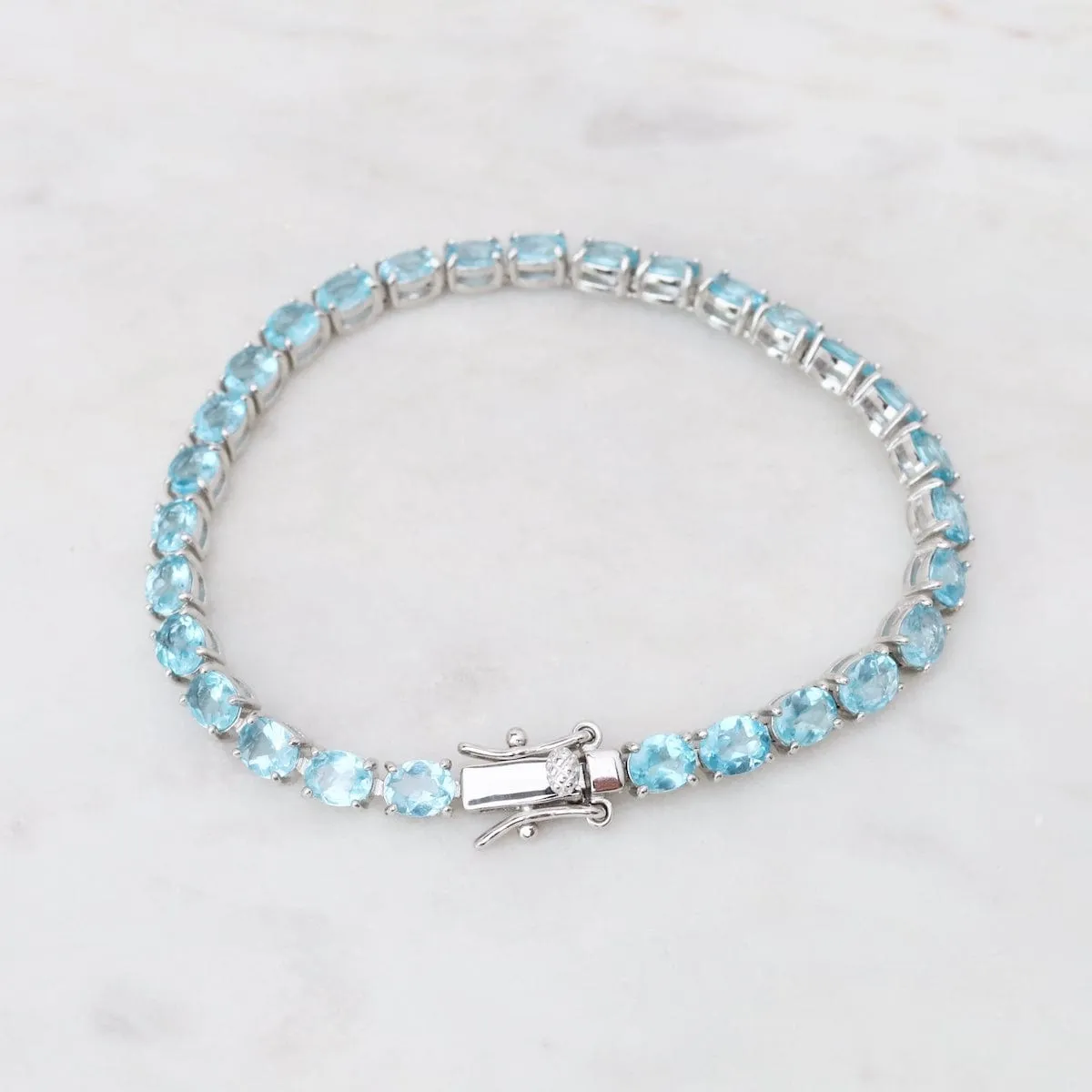 Oval Blue Apatite Tennis Bracelet