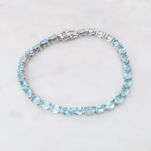 Oval Blue Apatite Tennis Bracelet
