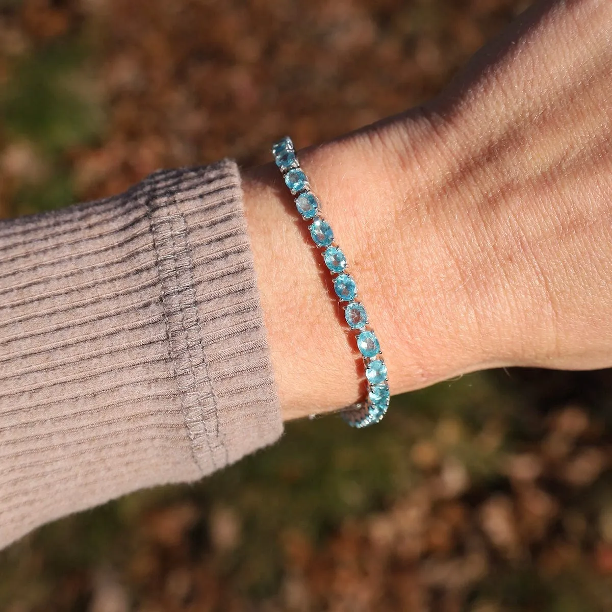 Oval Blue Apatite Tennis Bracelet
