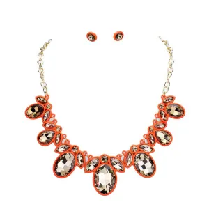 Oval Marquise Glass Crystal Collar Necklace