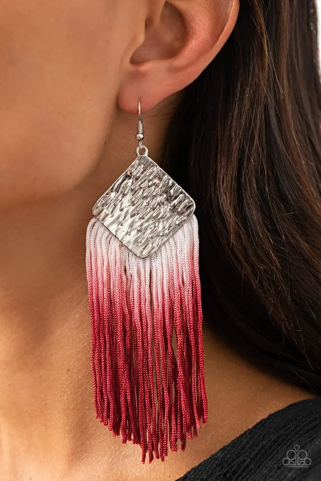 Paparazzi Earring ~ DIP The Scales - Red