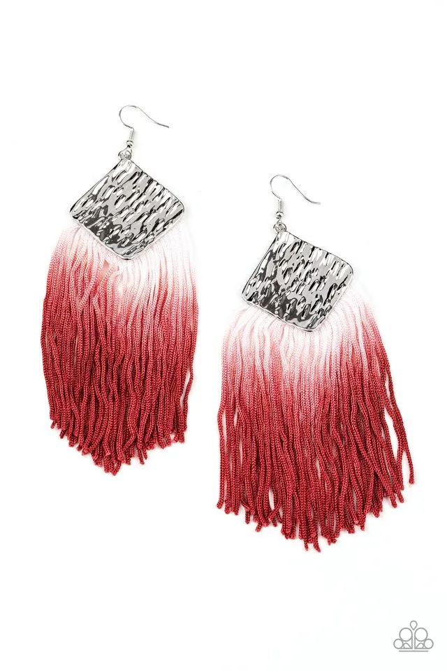 Paparazzi Earring ~ DIP The Scales - Red