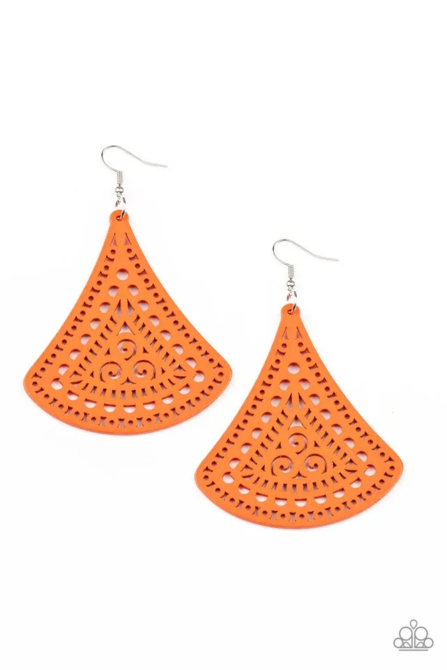 Paparazzi Earring ~ FAN to FAN - Orange