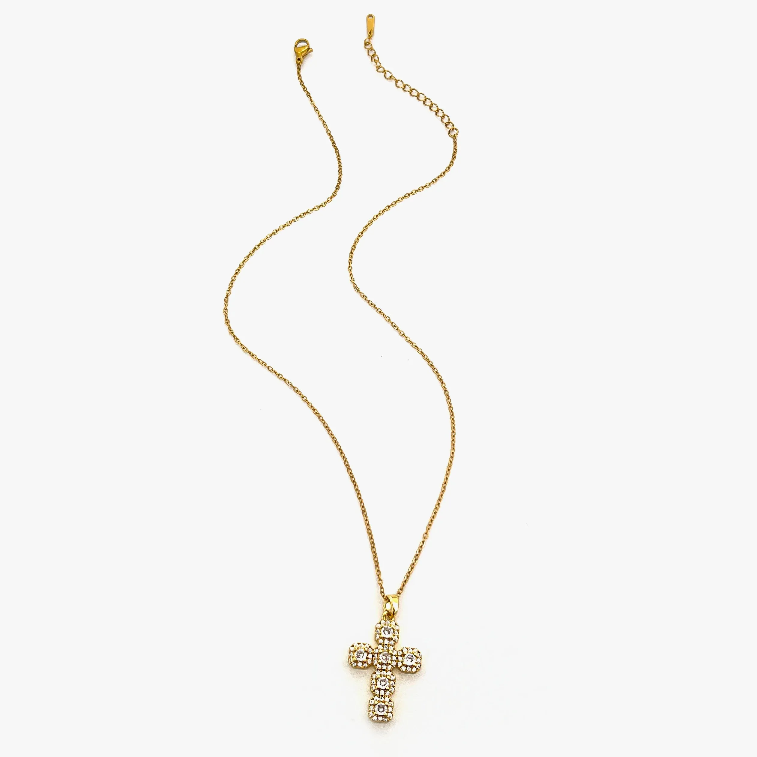 Peri'sbox Fashion Shiny Cross Pendant Necklace with Zirconia