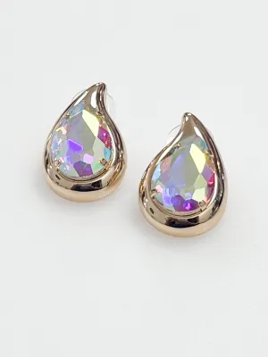 Piper - AB Teardrop Chunky Stud Earrings (Gold)