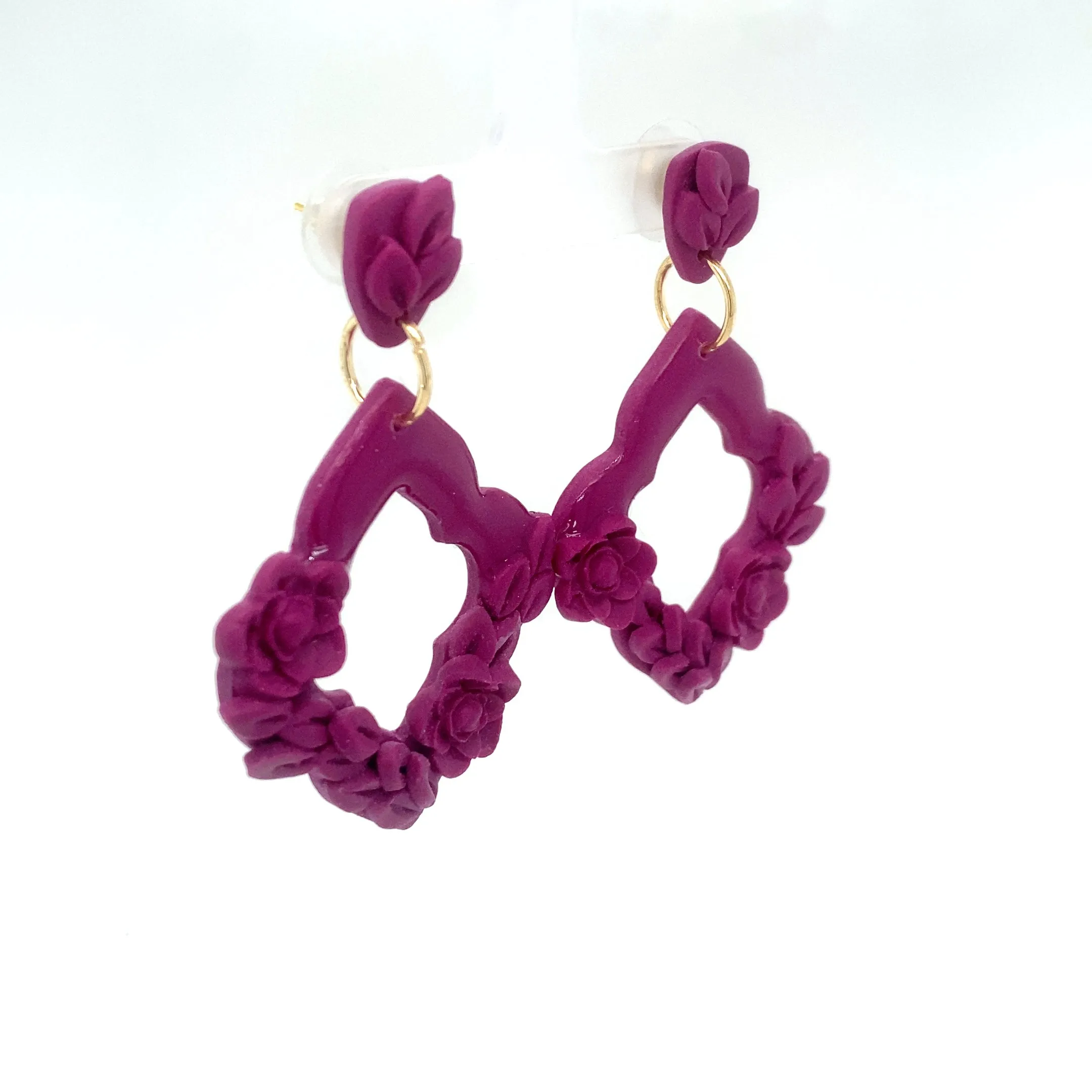 Purple Dangle Earrings With Holiday Detail Large