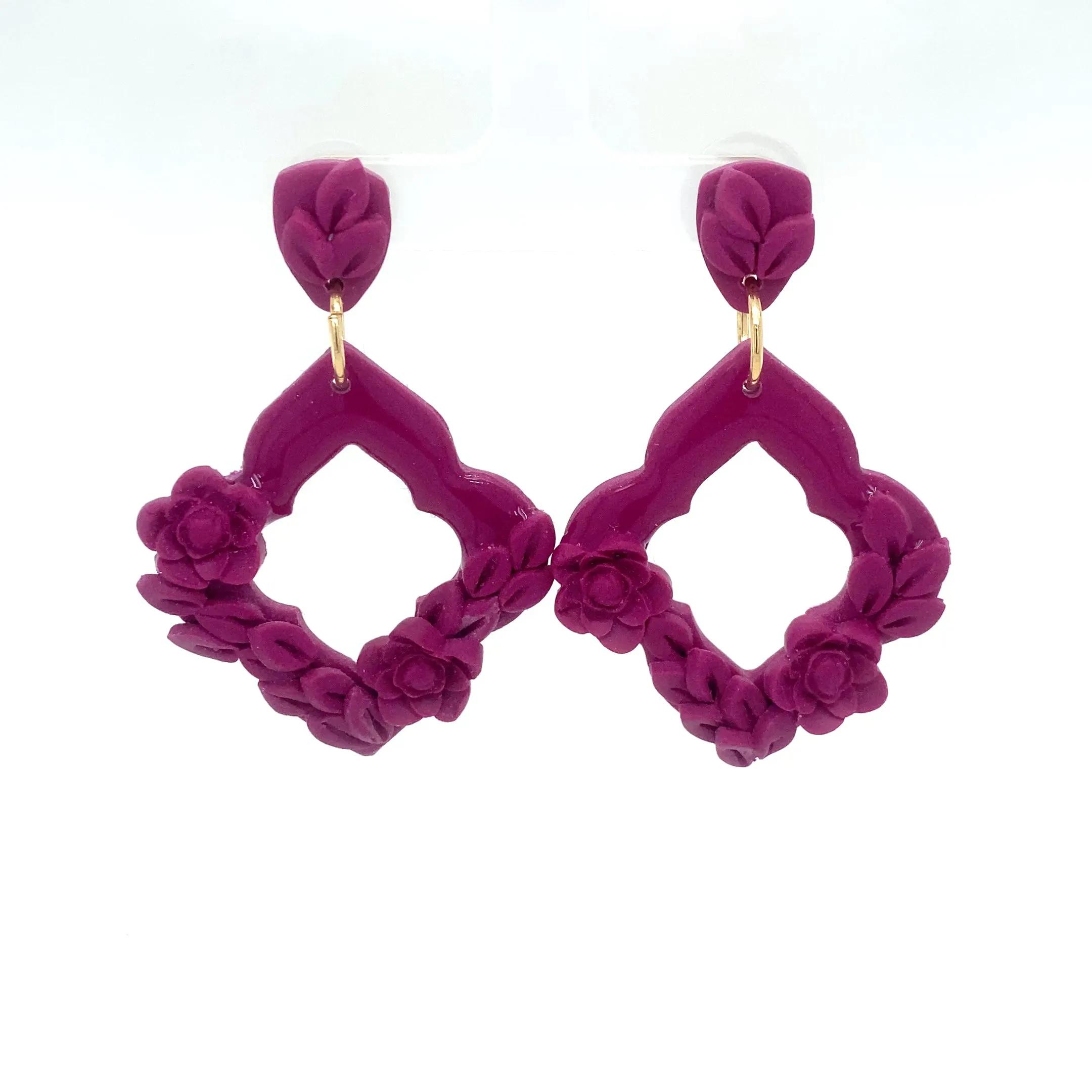 Purple Dangle Earrings With Holiday Detail Large