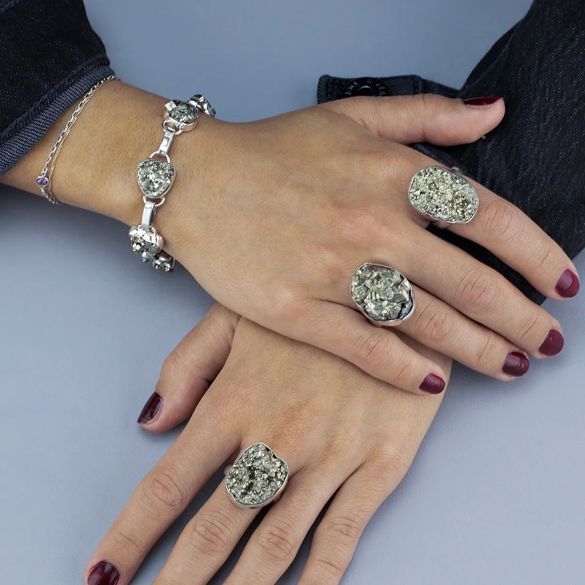 Raw Pyrite Druzy Ring