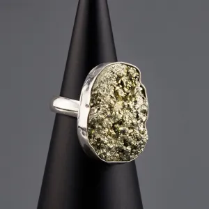 Raw Pyrite Druzy Ring
