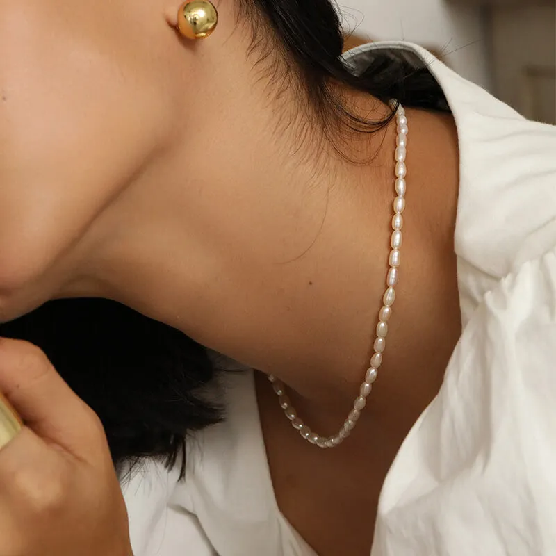 Rice Shape Natural Pearl Necklaces