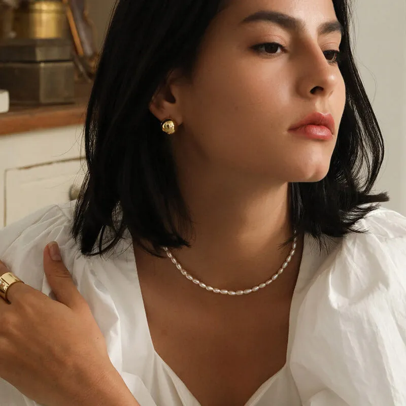 Rice Shape Natural Pearl Necklaces