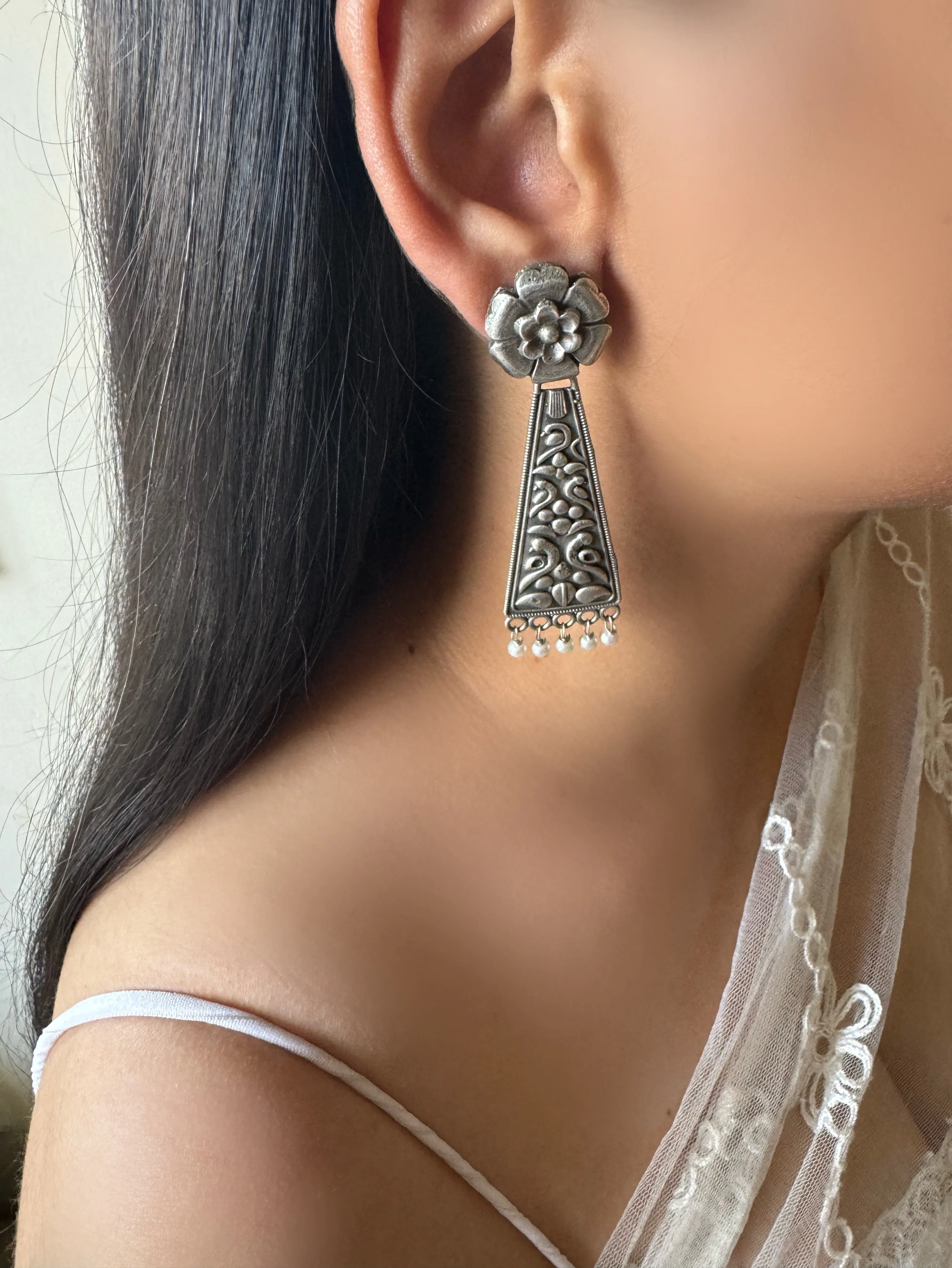 Rosy German Silver Earrings